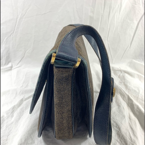 Genuine vintage LANVIN suede and leather  blue grey flap shoulder bag purse - Picture 12 of 15